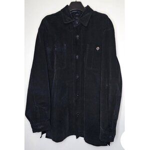 Vintage Clairborne Fully Lined Genuine Leather Suede Jacket Shacket M Black